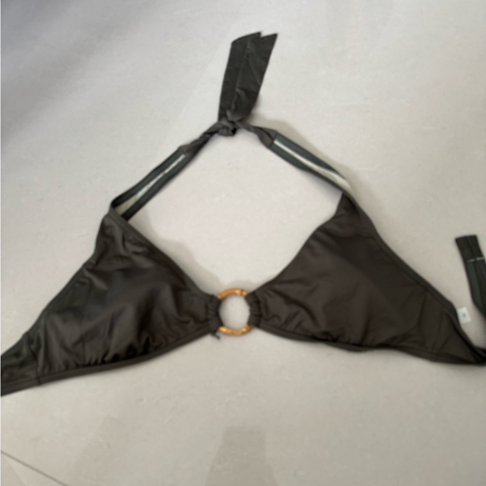 Chic Black Bikini Top with Ring Detail